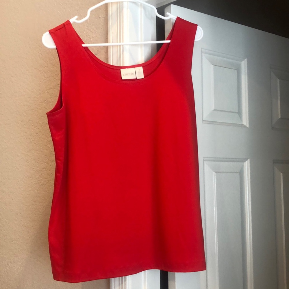 Chicos Size 3 (XL) Sleeveless Contemporary Red Tank Basic Knit